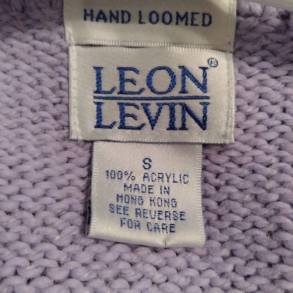 LEON Levin Hand Loomed Lilac Cardigan Sweater - Picture 6 of 7